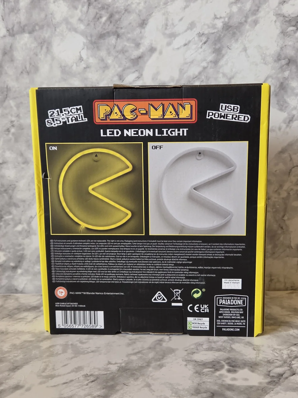 Paladone PAC-MAN Yellow LED Neon Wall Light - NIB